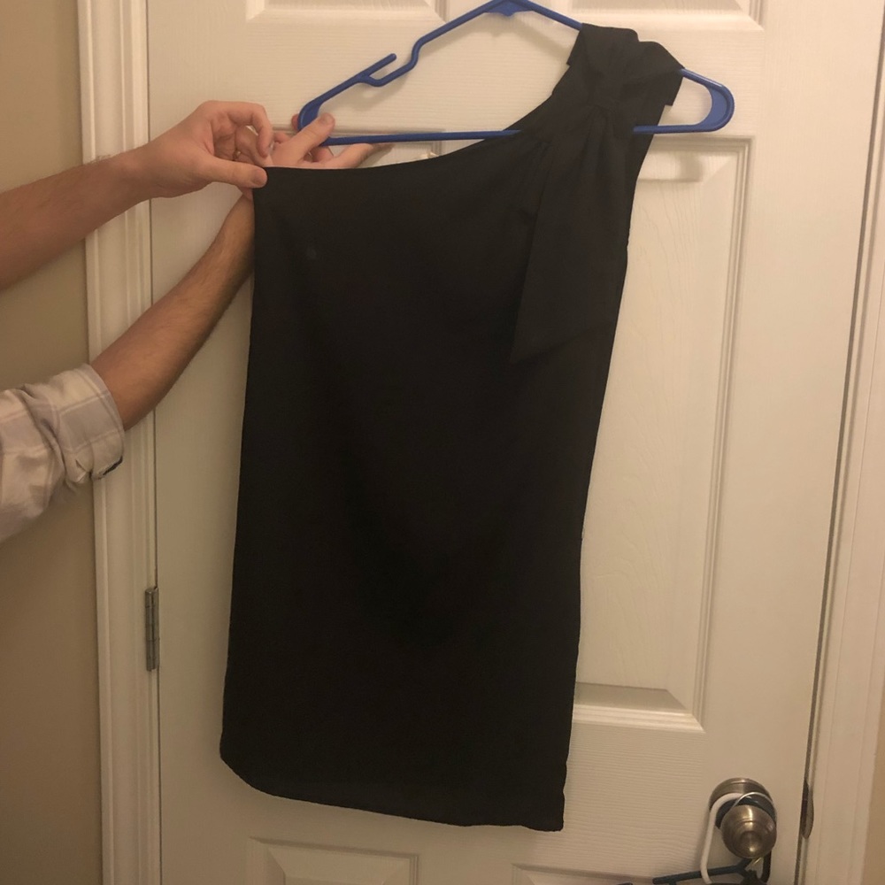 Black One Shoulder Dress with Bow Detail